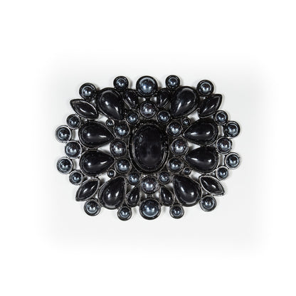 Gunmetal and Blue Fancy Metal Applique - 3" x 4"