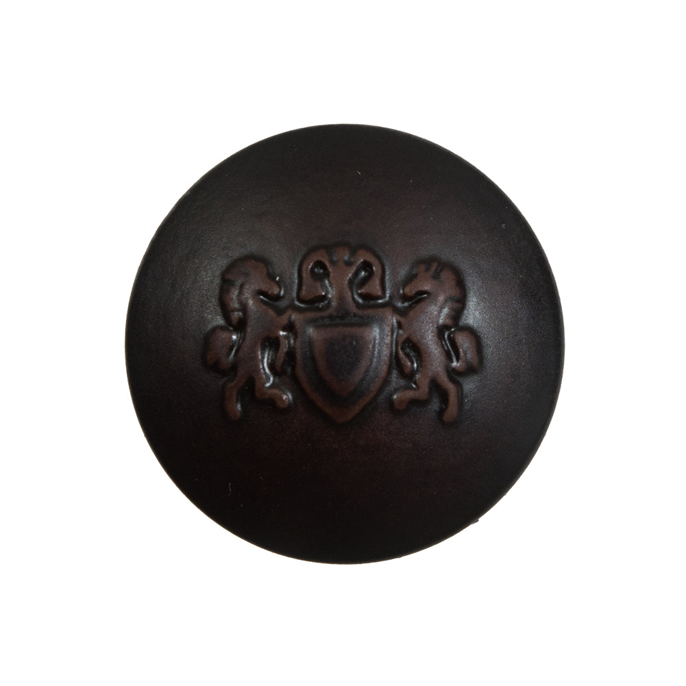 Brown Plastic Button with Emblem - 40L/25.5mm