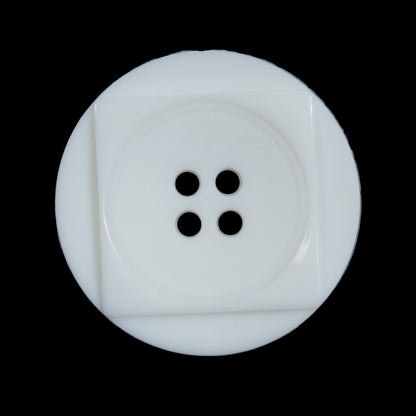White Geometric 4-Hole Plastic Button - 44L/28mm