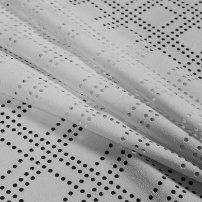 Faux Suede with Perforated Squares - White Folded