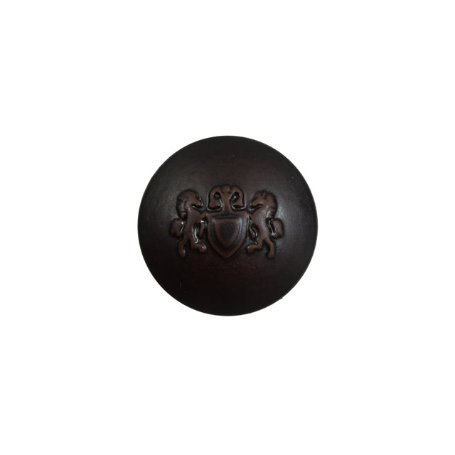 Brown Plastic Button with Emblem - 24L/15mm