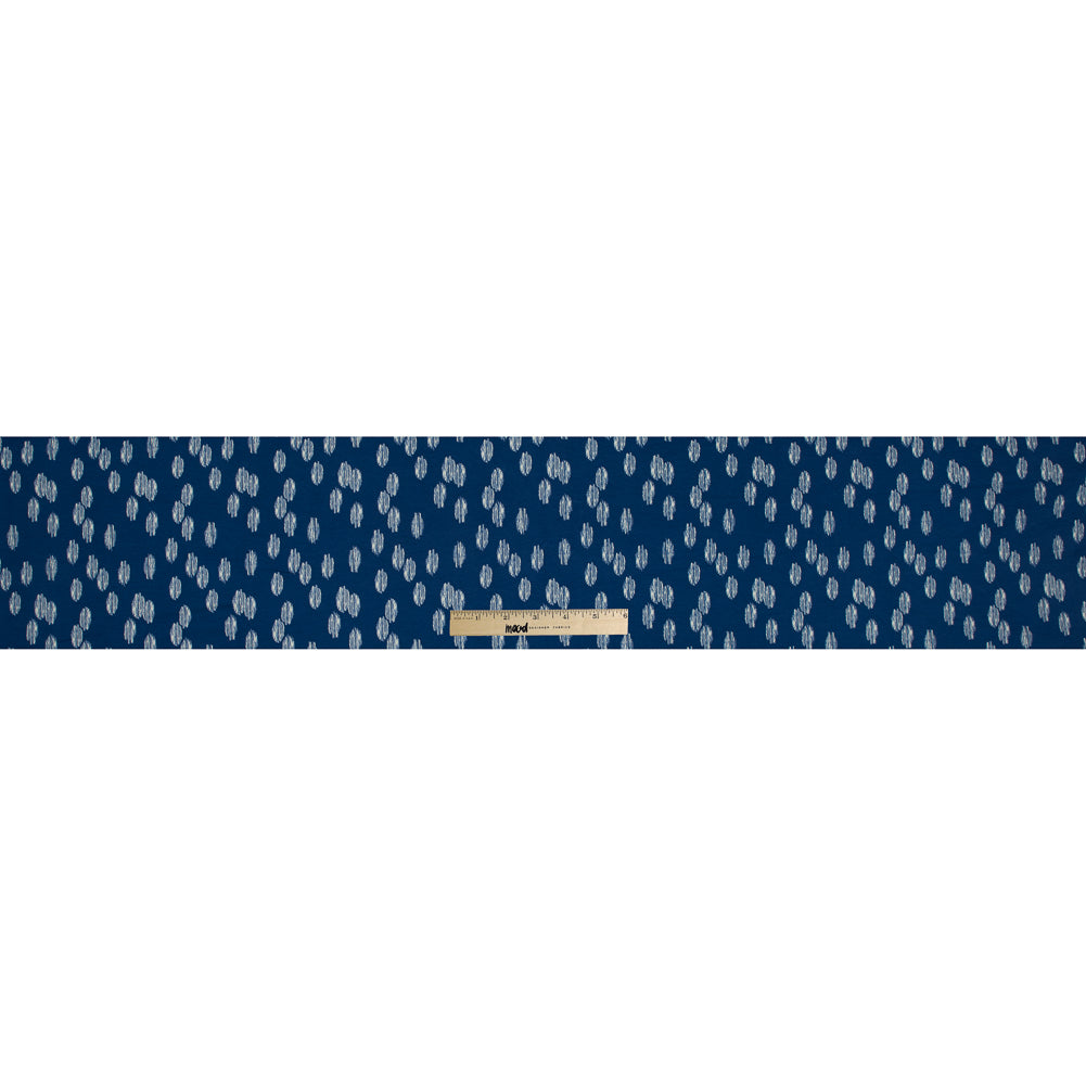 Blue Ikat Spots Cotton Jersey Folded