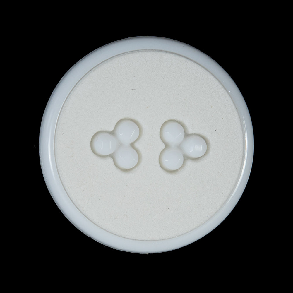 White Matte and Shiny Plastic Button - 44L/28mm