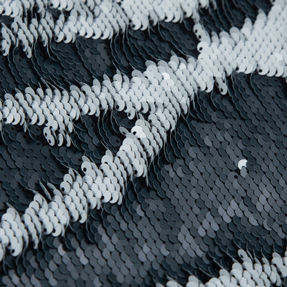 Italian Reversible Blue and White Sequins on a Navy Rayon Jersey Full