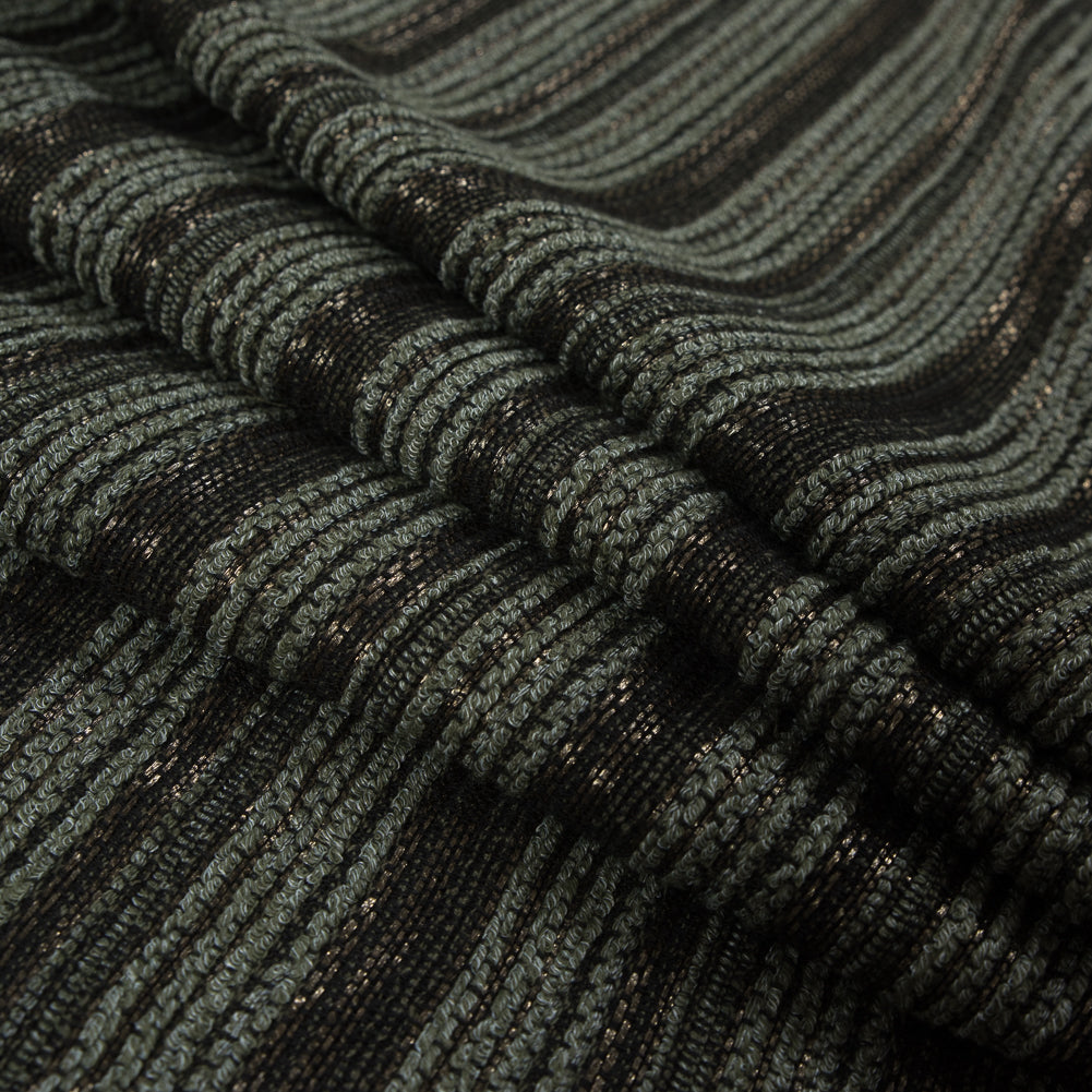 Italian Olive Striped Cotton Blended Tweed Detail
