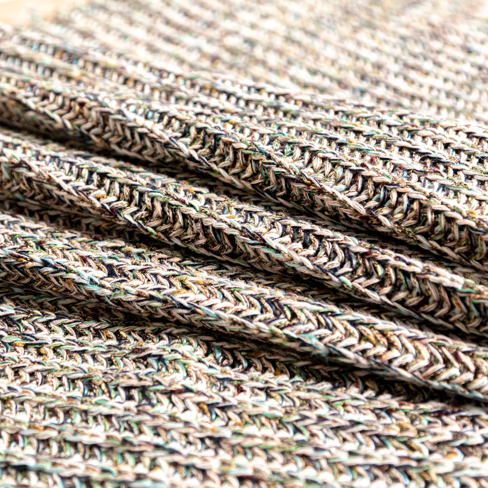 Italian Aqua, Navy and Green Chunky Wool Knit Detail
