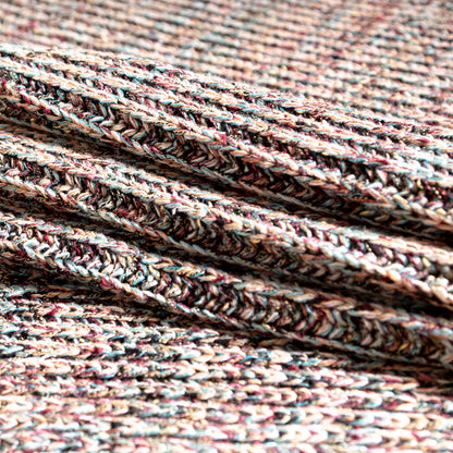Italian Aqua, Peach and Red Chunky Wool Knit Detail