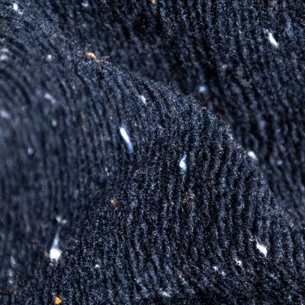 Italian Midnight Navy Speckled Wool Knit Detail