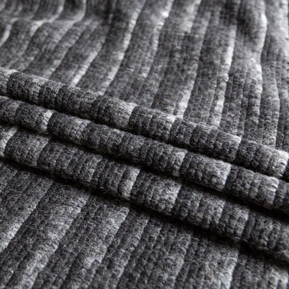 Italian Black and Gray Striped Wool Knit Detail