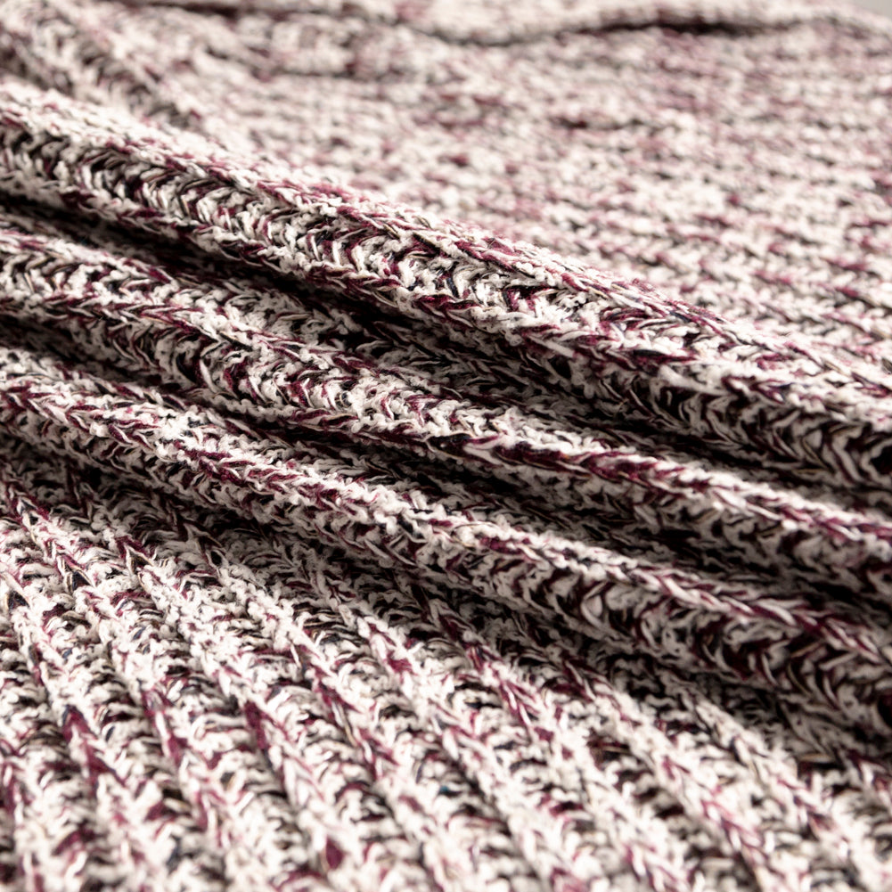 Italian Burgundy and White Chunky Wool Knit Detail