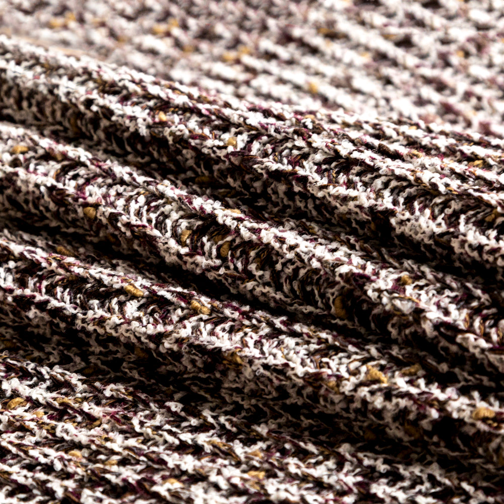 Italian White, Beet Red and Beige Chunky Wool Knit Folded