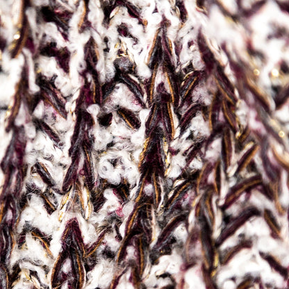 Italian White, Sangria and Metallic Gold Chunky Wool Knit Full