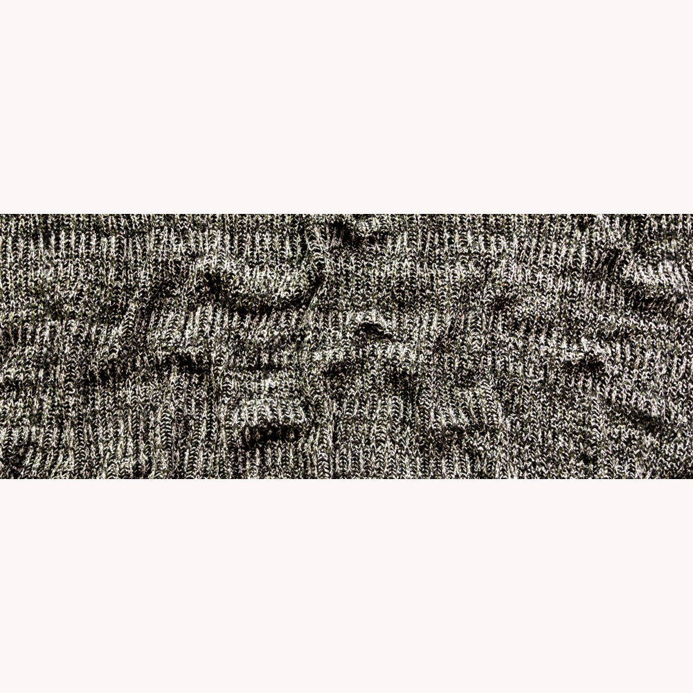 Italian Metallic Black, White and Hunter Green Chunky Wool Knit Folded