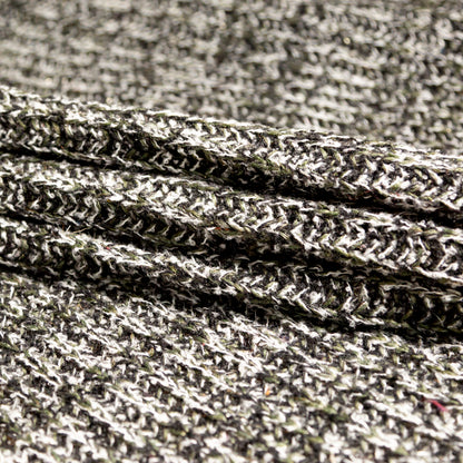 Italian Metallic Black, White and Hunter Green Chunky Wool Knit Detail