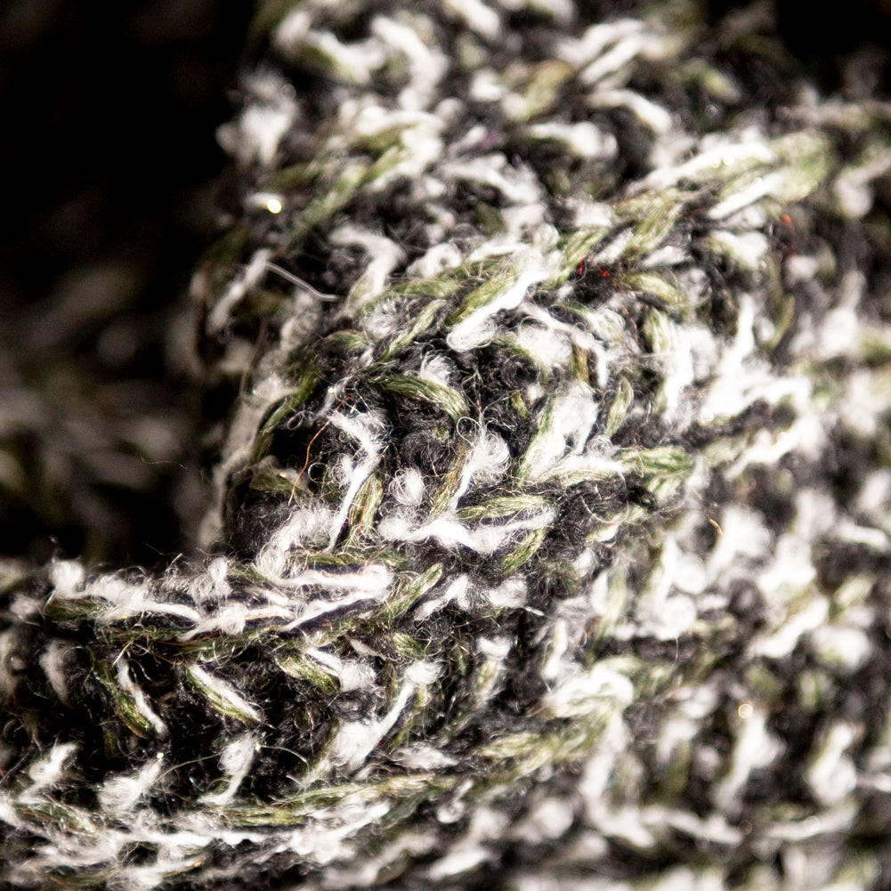 Italian Metallic Black, White and Hunter Green Chunky Wool Knit Full