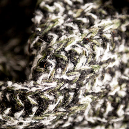 Italian Metallic Black, White and Hunter Green Chunky Wool Knit Full