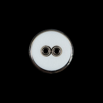 White Plastic and Silver Metal 2-Hole Button - 28L/18mm