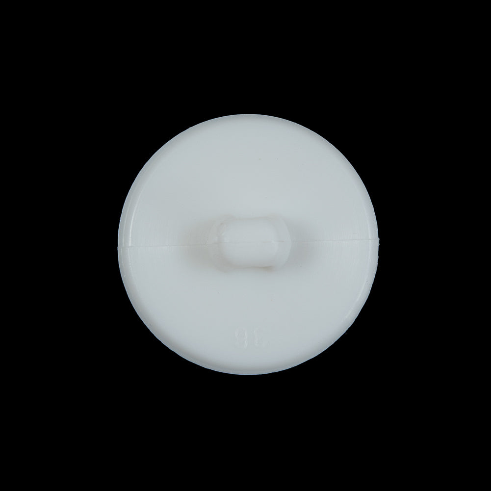 White Plastic Pebbled Shank Back Button - 36L/23mm Detail