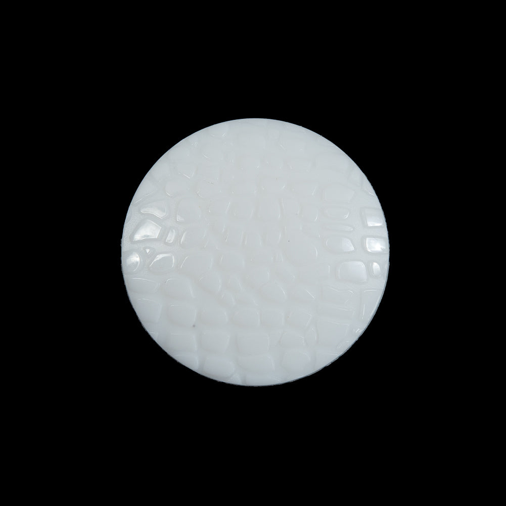 White Plastic Pebbled Shank Back Button - 36L/23mm