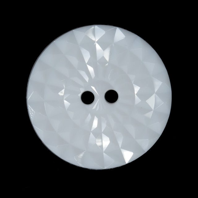 White Etched 2-Hole Plastic Button - 44L/28mm