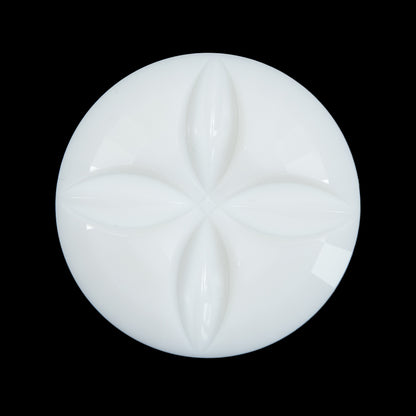 Italian White Floral Etched Shank Back Button - 44L/28mm