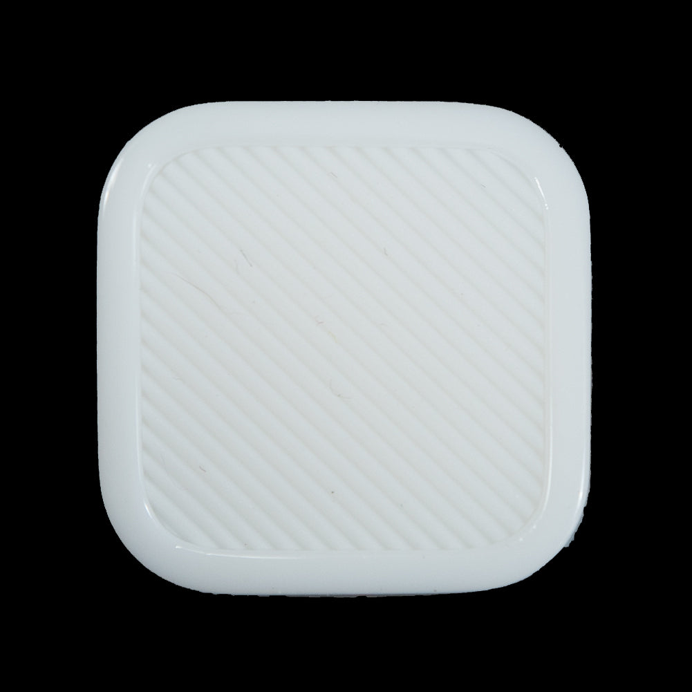 White Curved Square Shank Back Button - 44L/28mm
