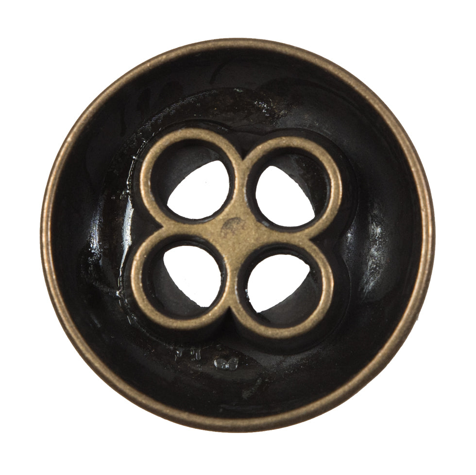 Italian Antique Gold Metal 4-Hole Button - 54L/34mm Detail