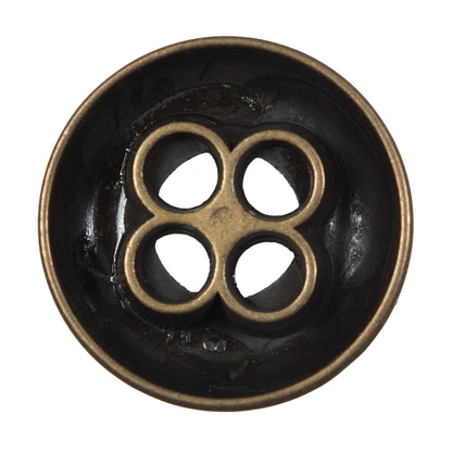 Italian Antique Gold Metal 4-Hole Button - 54L/34mm Detail