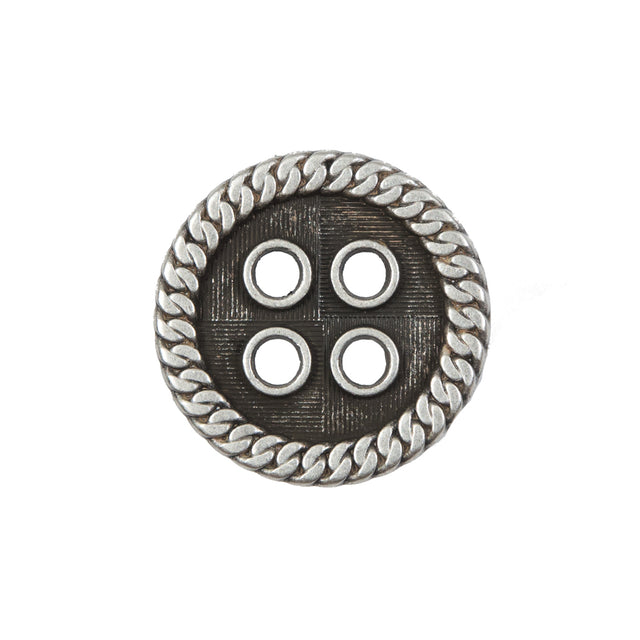 Novelty Silver Metal 4-Hole Button - 36L/23mm