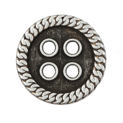 Novelty Silver Metal 4-Hole Button - 44L/28mm