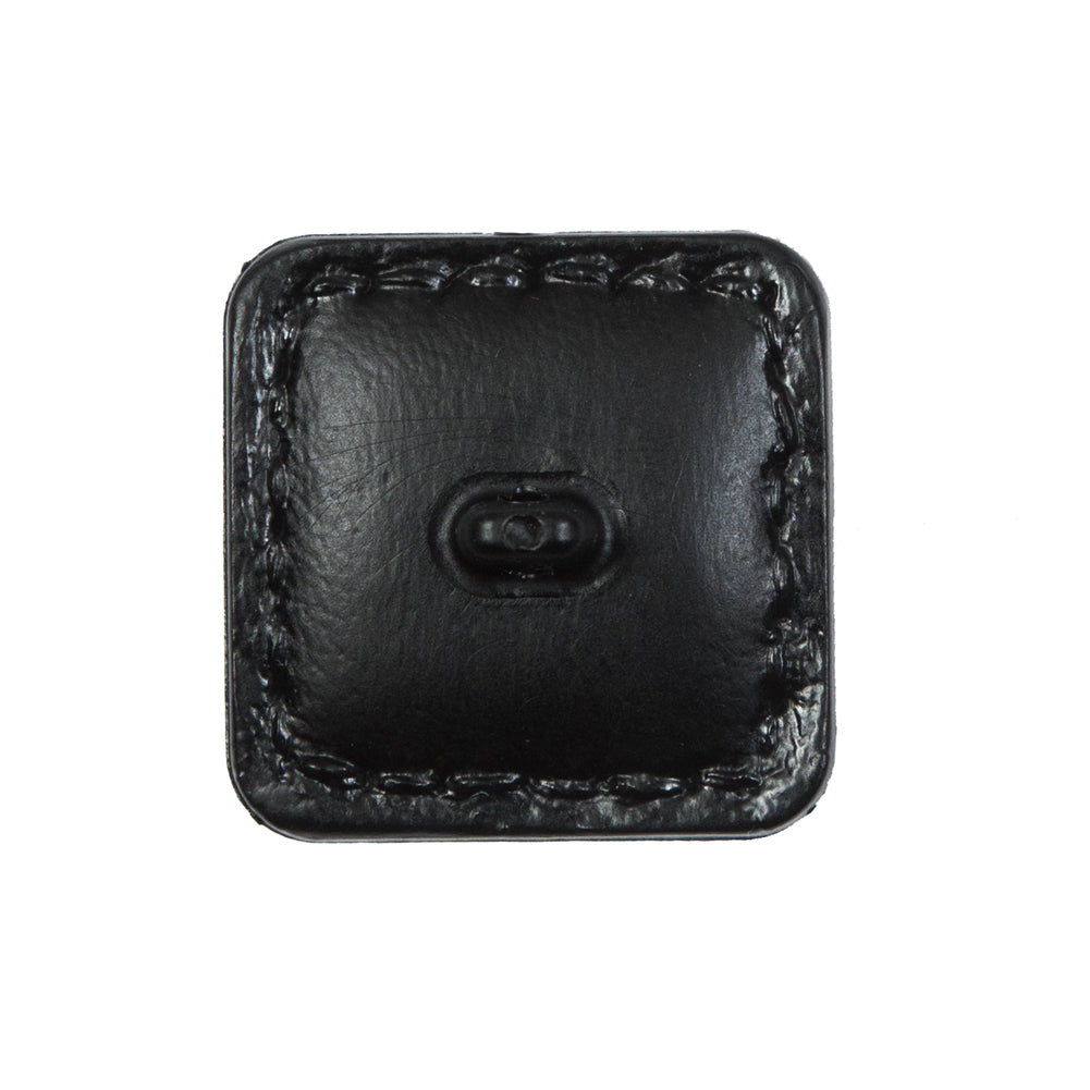 Black Square Topstitched Shank Back Button - 36L/23mm Detail