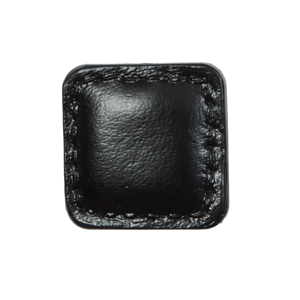 Black Square Topstitched Shank Back Button - 36L/23mm