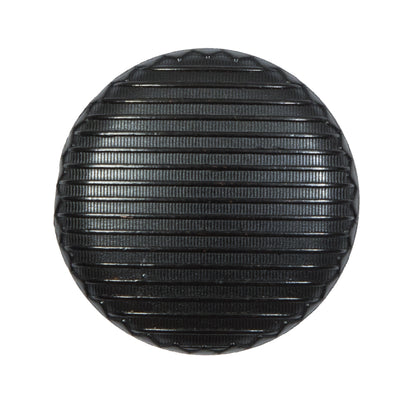 Italian Black Ribbed Metal Shank Back Button - 44L/28mm