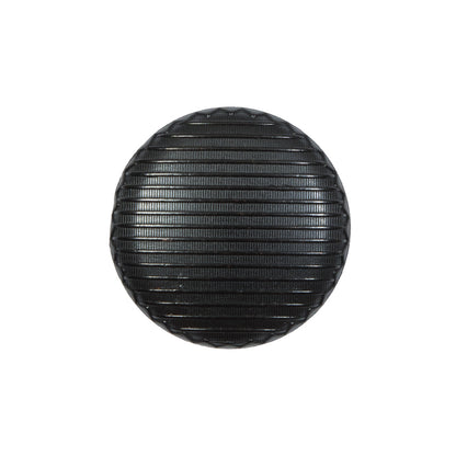 Italian Black Ribbed Metal Shank Back Button - 36L/23mm