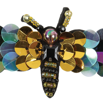 Italian Dragonfly Brooch with Sequins- 2.75" x 1.5" Detail