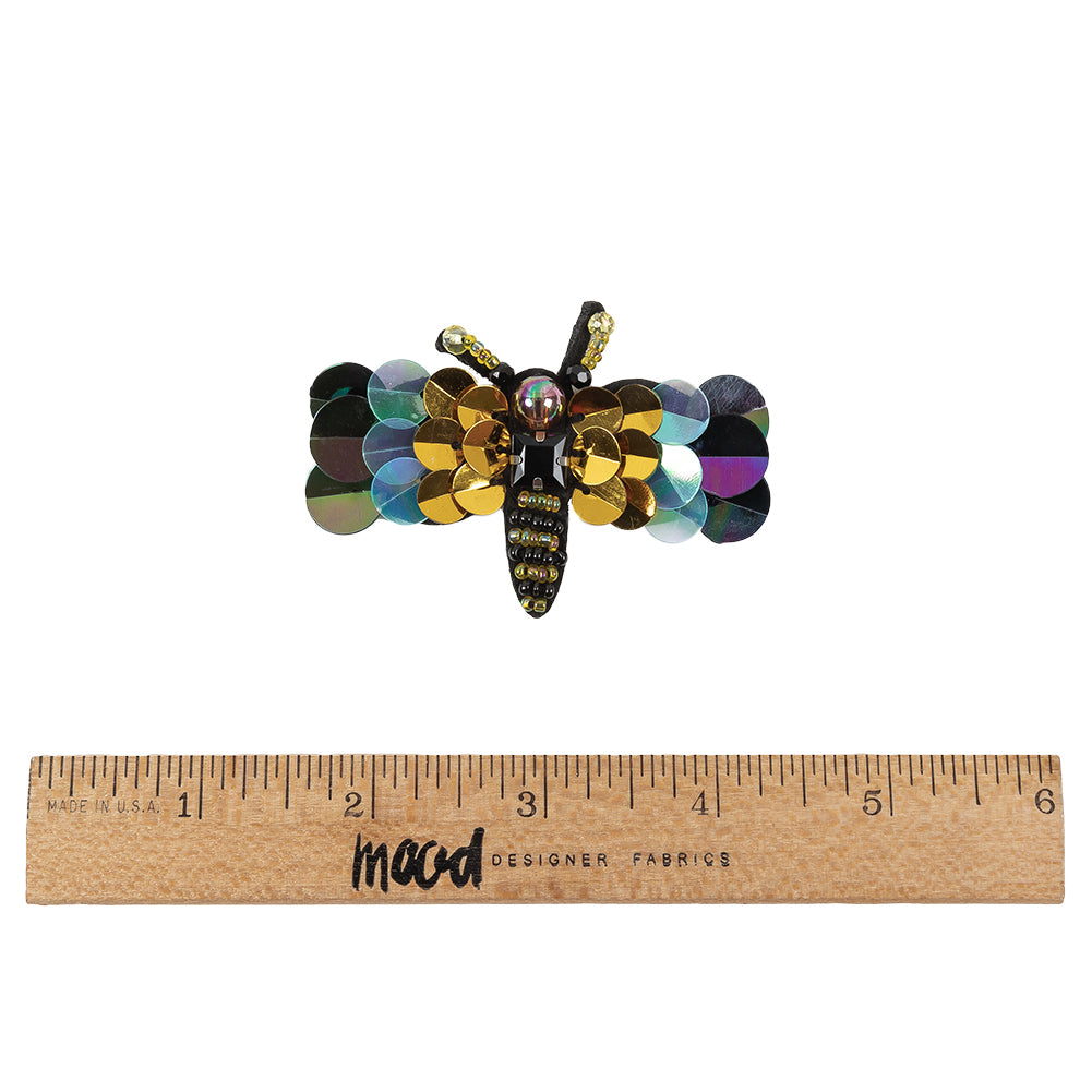 Italian Dragonfly Brooch with Sequins- 2.75" x 1.5" Full