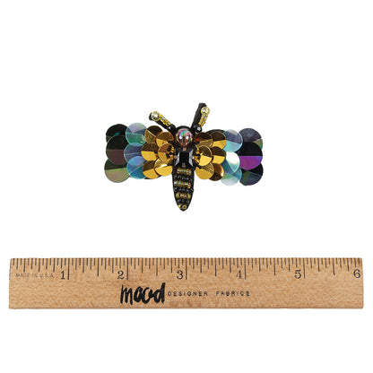 Italian Dragonfly Brooch with Sequins- 2.75" x 1.5" Full