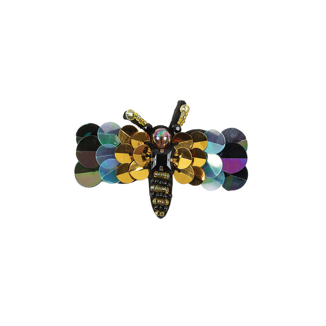 Italian Dragonfly Brooch with Sequins- 2.75" x 1.5"