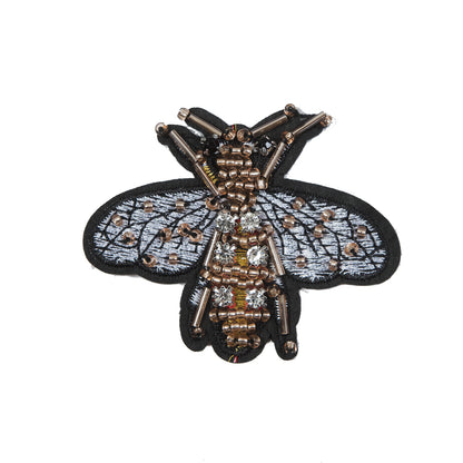 Italian Bumblebee Applique with Beads and Rhinestones - 3" x 2.5"