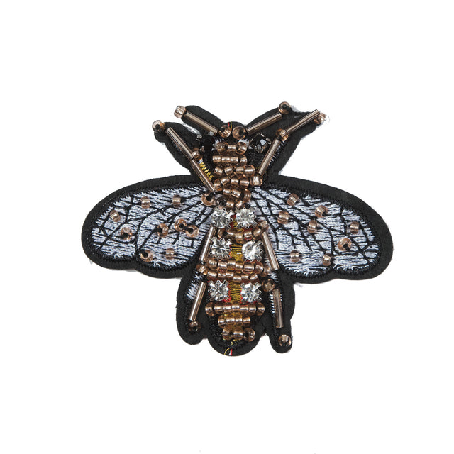 Italian Bumblebee Applique with Beads and Rhinestones - 3" x 2.5"