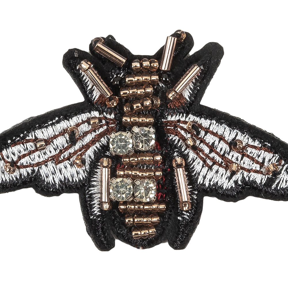 Italian Bee Applique with Beads and Rhinestones - 2.25" x 1.75" Detail