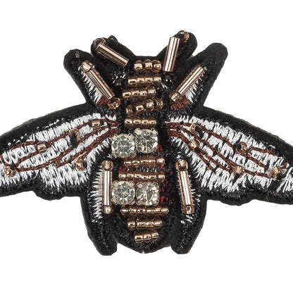 Italian Bee Applique with Beads and Rhinestones - 2.25" x 1.75" Detail