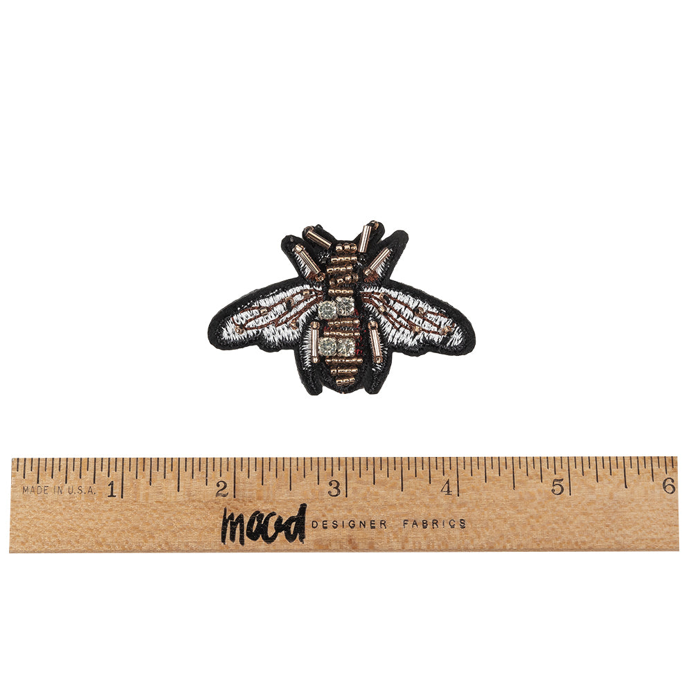 Italian Bee Applique with Beads and Rhinestones - 2.25" x 1.75" Full