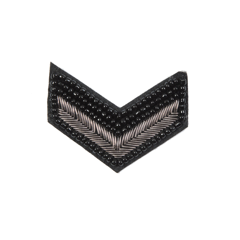 Italian Black and Silver Beaded Iron-on Military Patch - 2" x 2.75"