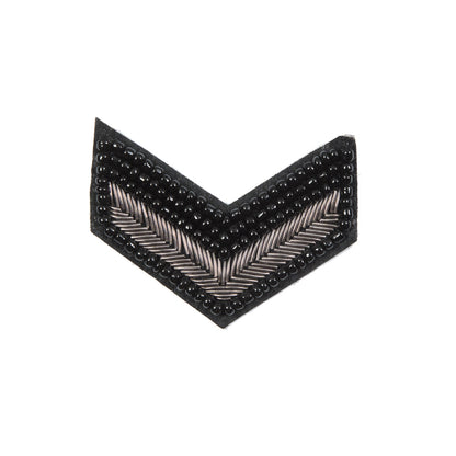 Italian Black and Silver Beaded Iron-on Military Patch - 2" x 2.75"