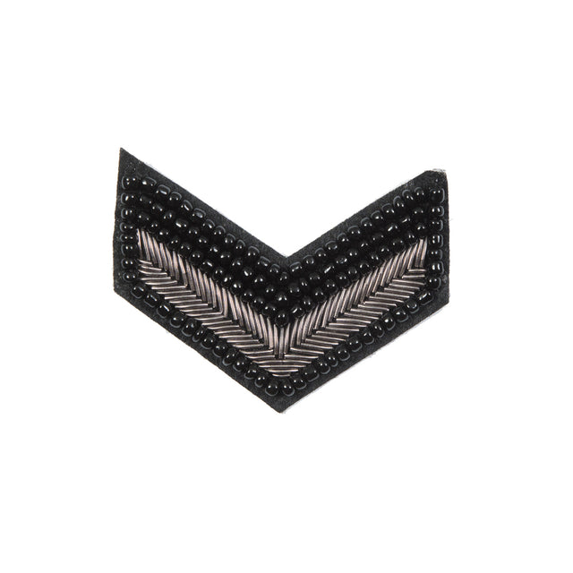 Italian Black and Silver Beaded Iron-on Military Patch - 2" x 2.75"