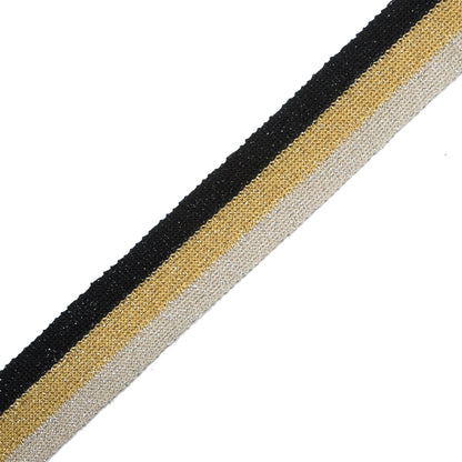 Black/Gold/Silver Lurex Knit Trim - 1.25" Detail