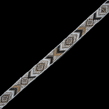 White/Black/Silver/Gold "Iron On" Beaded & Rhinestone Trim - 1"