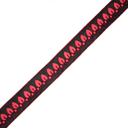 Embroidered Black/Orange Neon Trim - 1.5"
