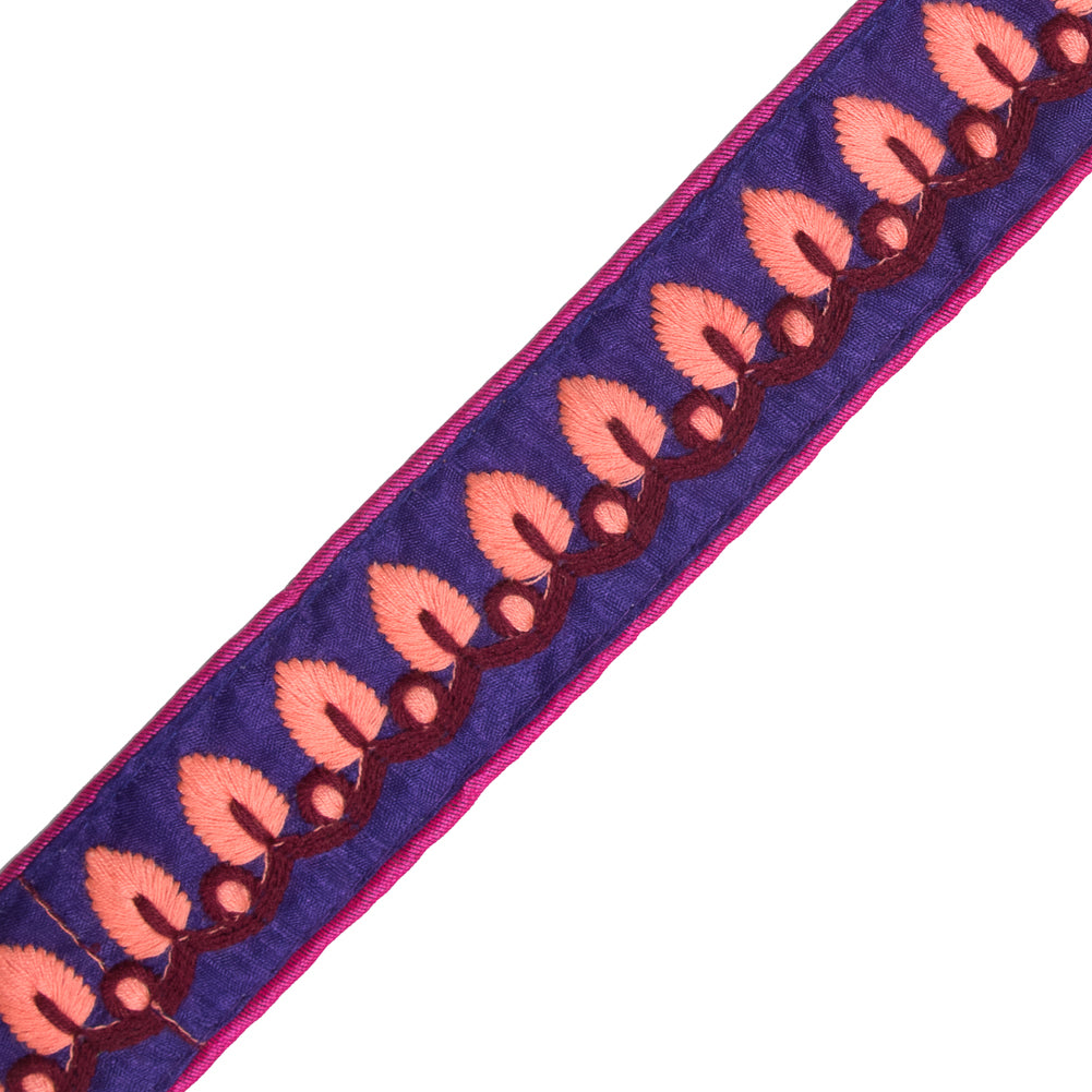 Embroidered Purple/Orange Neon Trim - 1.5" Detail